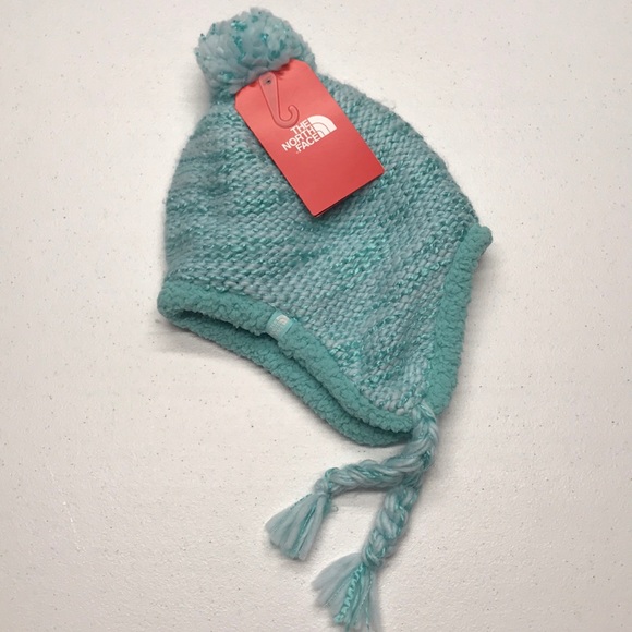 NORTH FACE Blue Fuzzy Pom Pom Winter Hat - Picture 3 of 3